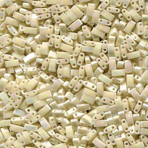 Ivory Pearl Ceylon AB Miyuki Tila Seed Beads - Half Cut