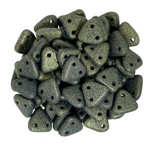 Triangle 2-Hole Metallic Suede Beads