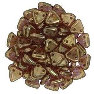 Triangle 2-Hole Rose Gold Topaz Luster Beads