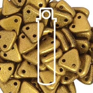 Triangle 2-Hole Matte Metallic Goldenrod Beads
