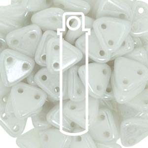 Triangle 2-Hole Luster Opaque White Beads