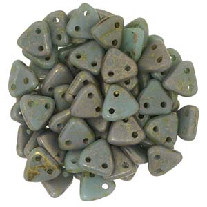 Triangle 2-Hole Copper Picasso Turquoise Beads
