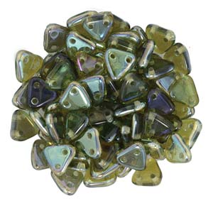 Triangle 2-Hole Aquamarine Celsian Beads