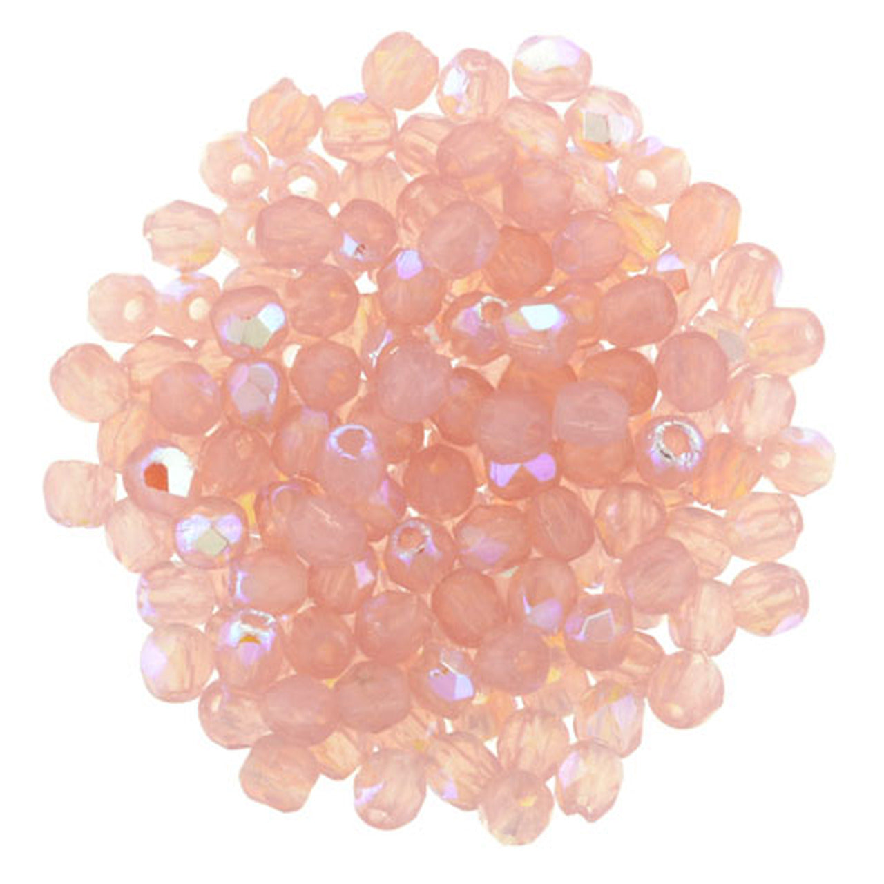 3MM Milky Pink AB Czech Glass Fire Polished Beads