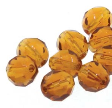 4MM Dark Amber Czech Glass Fire Polished Beads