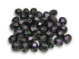 3MM Polychrome Black Raspberry Czech Glass Fire Polished Beads