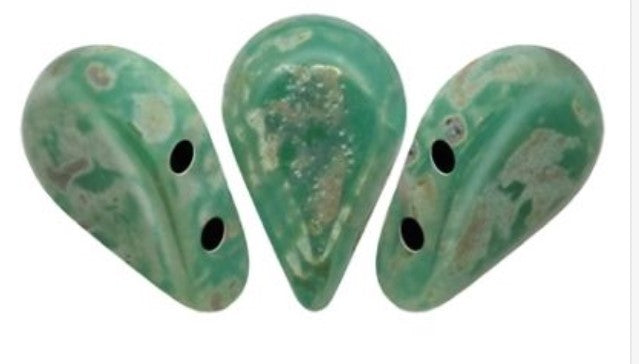Opaque Green Turquoise Silver Splash Amos par Puca Beads