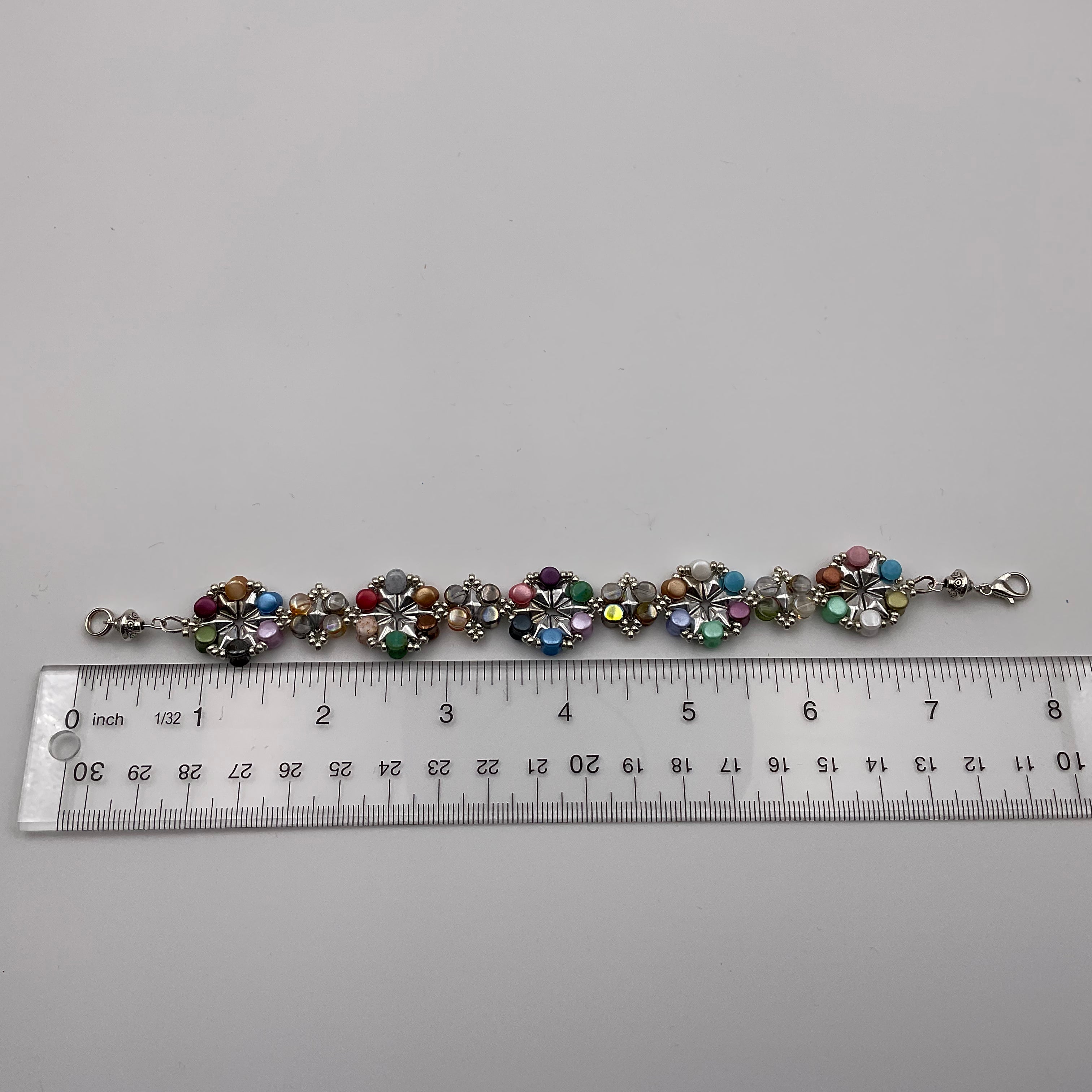Multicolored Glass And Seed Bead Bracelet