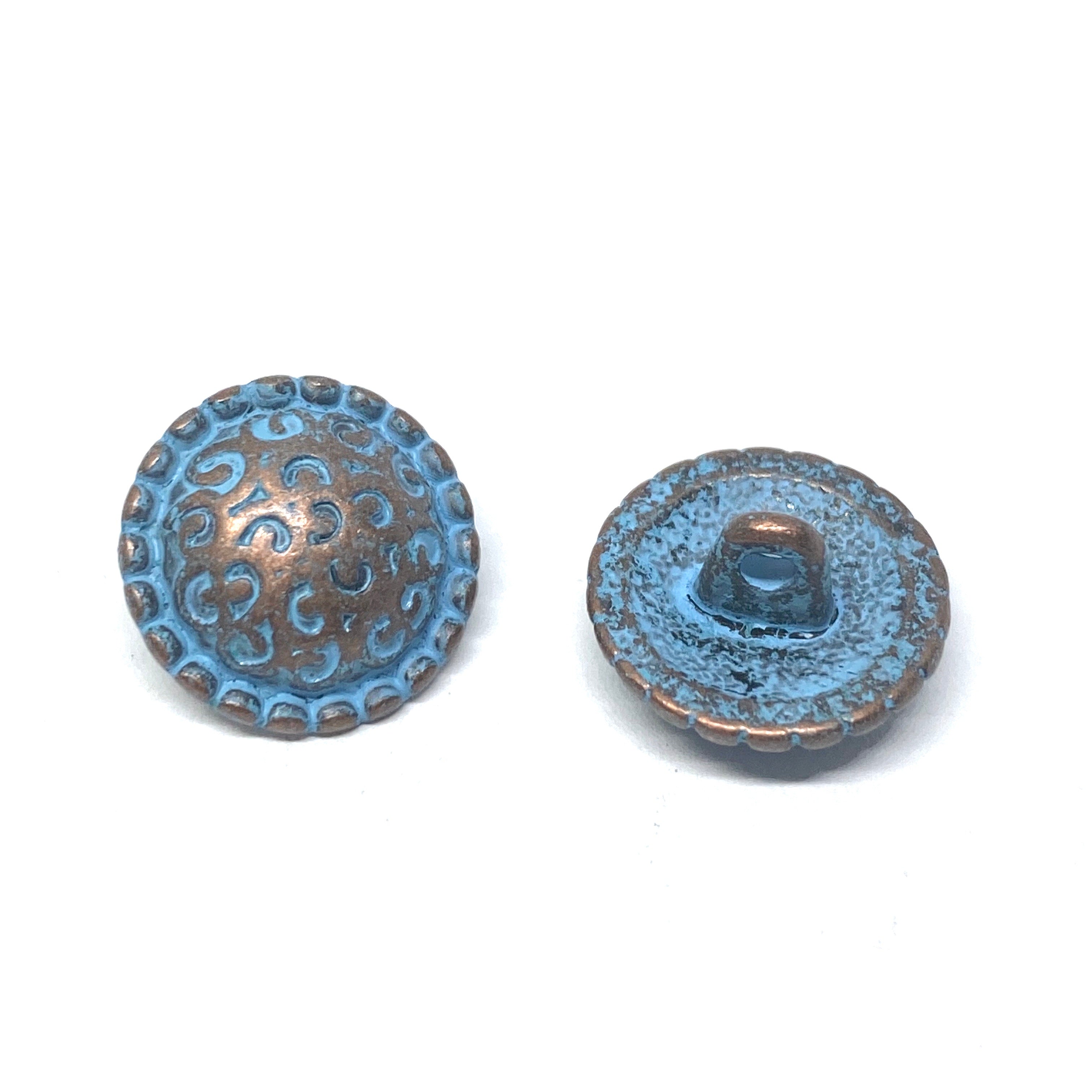 Antique Copper Patina Shank Button 15mm