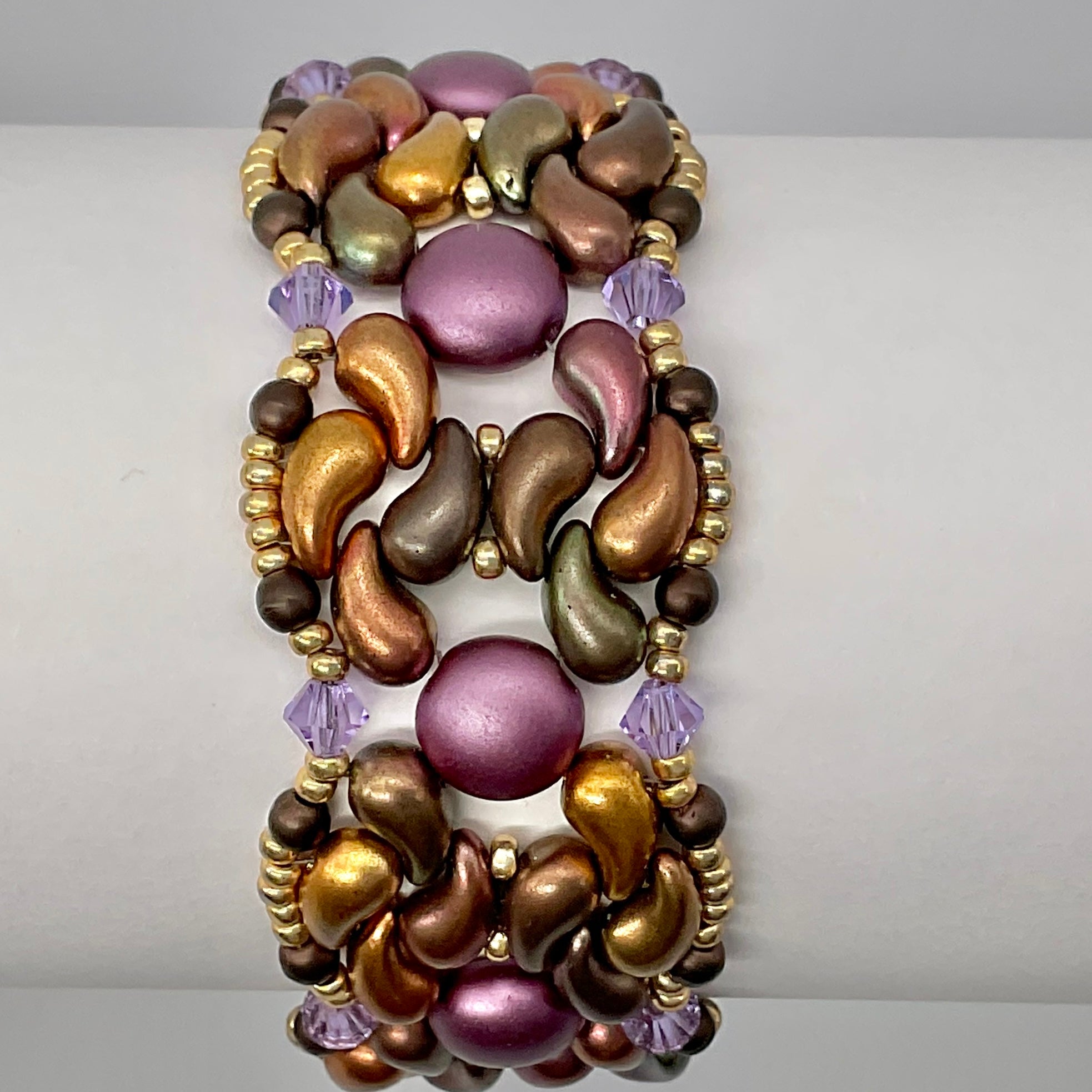 Purple Dots and Coppery Swirls Bracelet