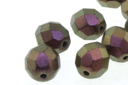 4MM Polychrome Copper Umbre Czech Glass Fire Polished Beads