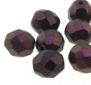 4MM Polychrome Purple Bronze Czech Glass Fire Polished Beads