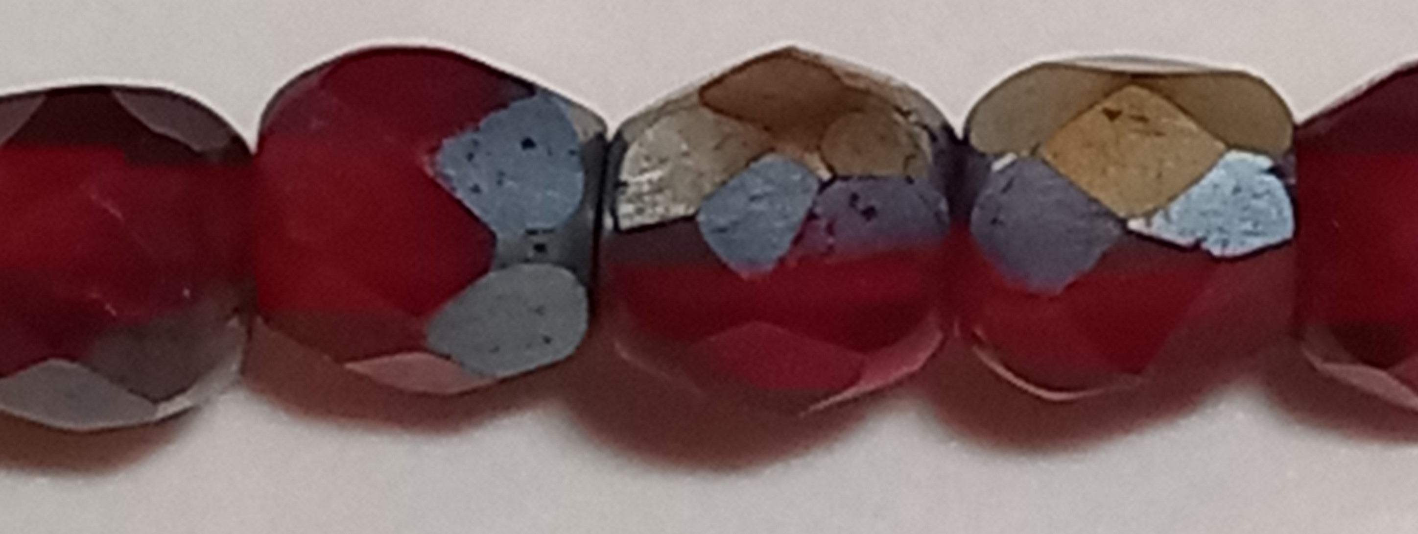 3MM Ruby Celsian Czech Glass Fire Polished Beads