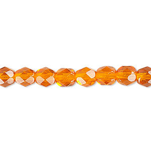 3MM Transparent Orange Czech Glass Fire Polished Beads